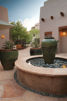 Fountains built into giant blocks of marble