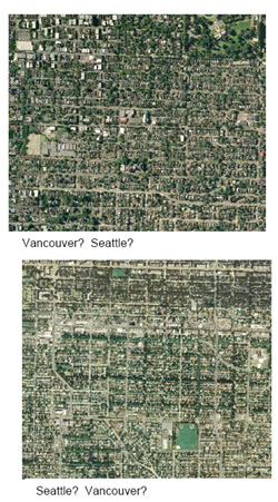 Comparison image of neighborhoods in Vancouver and Seattle