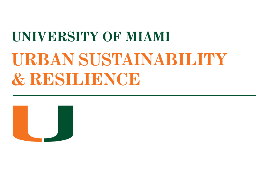 Orange and green University of Miami logo for the Urban Sustainability and Resilience program