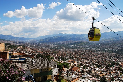 Photo: a gondola on the Santo Domingo Metro Cable.