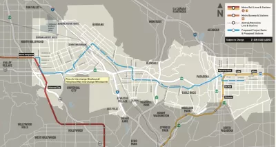 A map of the North Hollywood-Pasadena Bus Rapid Transit Line.