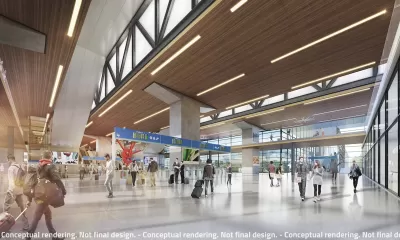 Rendering of proposed Dallas station for Texas Central bullet train.