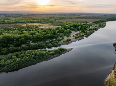 Aerial view of the Feather River in Yuba County.