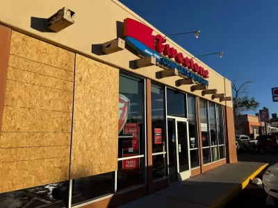 Firestone tire shop in Santa Fe, New Mexico.