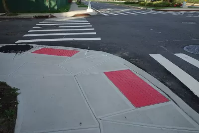 Curb cuts at an intersection in Neponsit, Queens, New York