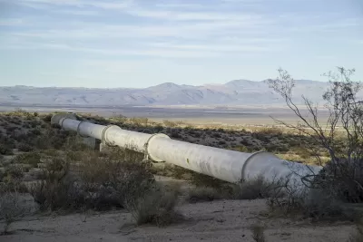 A water-pipeline in the foothills west of Ridgecrest, CA