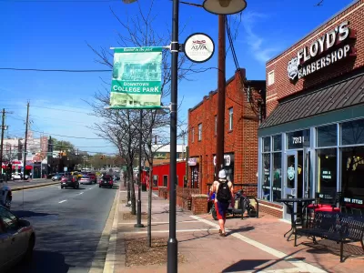Street scene in downtown College Park, Maryland