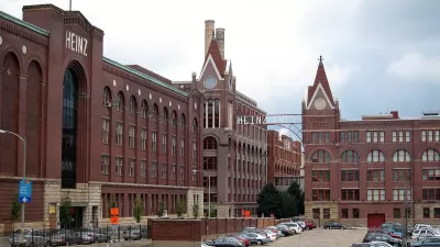 A photo of the former Heinz factory in Pennsylvania, renovated as condominiums and apartments. 
