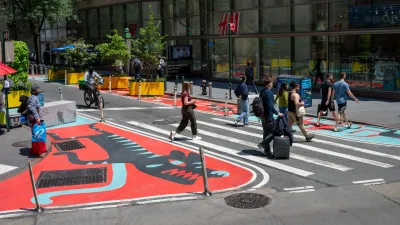 Colorful mural on roadway in Brooklyn, New York City.