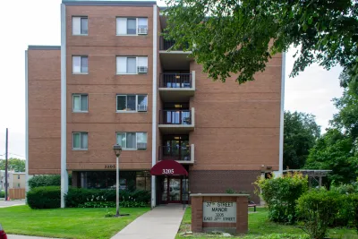Brick public housing building in Minneapolis, Minnesota.