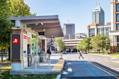 Bus rapid transit station in Indianapolis, Indiana.