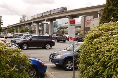 Skytrain Over Parking Lot, Surrey Central