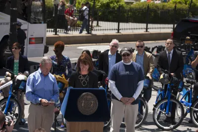 Former NYC transportation commissioner Janette Sadik-Khan at a pro-bike event in New York City.