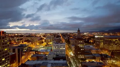 Aerial view of San Jose, California downtown at night.