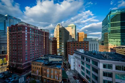 View of buildings in downtown Baltimore, Maryland.