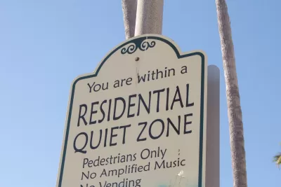 Close-up of "Residential Quiet Zone" sign.