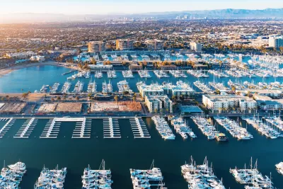 Aerial view of Marina del Rey, California, the world's second largest man-made marina