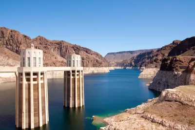 Intake towers for Hoover Dam in Lake Mead.