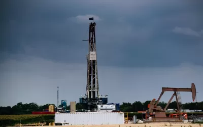 Oil drilling rig in South Texas.