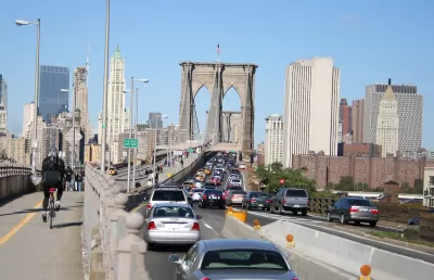 Traffic on the Brooklyn Bridge.