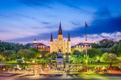 Nighttime view of Jackson Square in New Orleans, Louisiana.