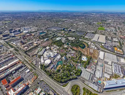 Aerial view of Disneyland park in Anaheim, California.
