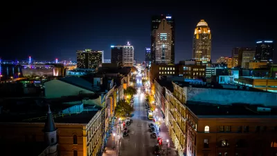 Nighttime view of downtown Louisville, Kentucky.