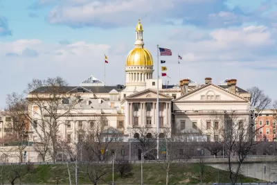Gold dome of New Jersey state capitol building.