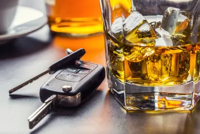 Close-up of car keys sitting on bar top next to car keys with fob.