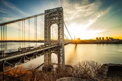 View of George Washington Bridge between New York and New Jersey again sunrise or sunset sky