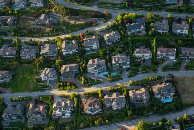 Aerial view of large single-family homes in Vancouver, BC suburb
