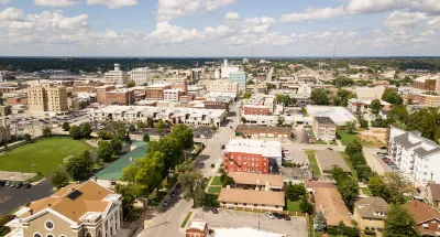 Aerial view of Springfield, Missouri small town USA.