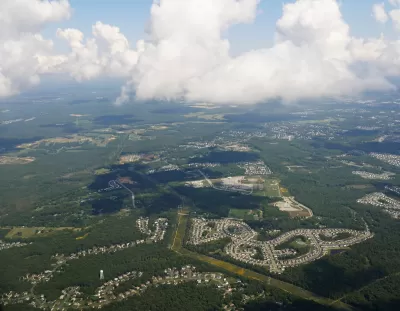 Aerial view of Arlington County, Virginia from an airplane.