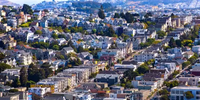Aerial view of dense housing in San Francisco Bay Area.