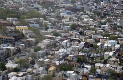 Aerial view of mid-density neighborhod in Newark, New Jersey.