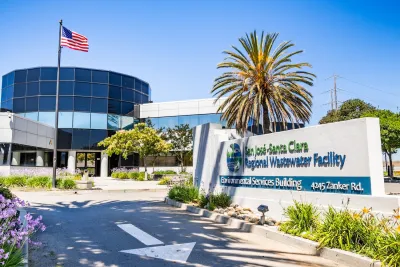 Entrance sign for San Jose-Santa Clara Regional wastewater treatment facility.