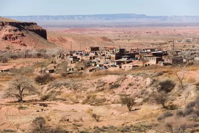 Aerial view of small tribal community of Upper Moenkopi on Navajo nation.