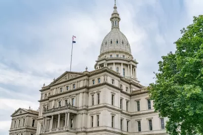 Michigan state capitol dome in Lansing, Michigan.