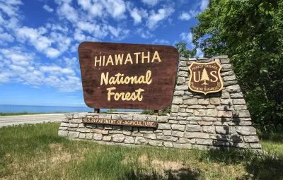 Hiawatha National Forest sign near Brevort, Michigan.
