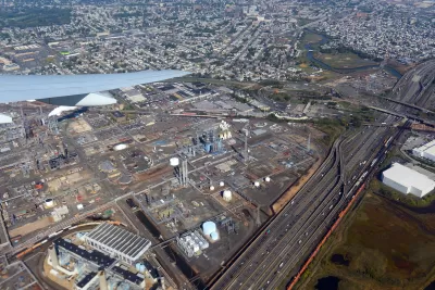 Aerial view of Bayway refinery in Elizabeth City, New Jersey.