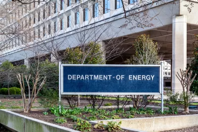 Department of Energy sign in front of modernist building in Washington, D.C.
