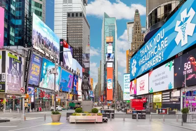 Times Square in New York City empty during the Covid-19 pandemic.