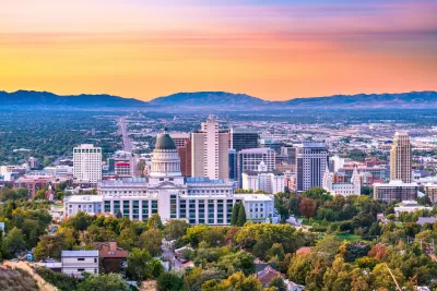 Aerial view of Salt Lake City skyline