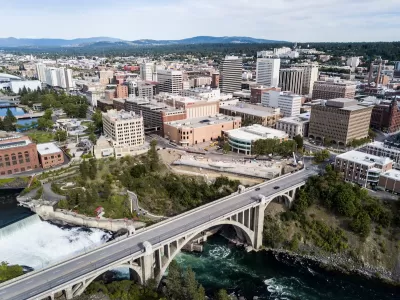 Aerial view of downtown Spokane, Washington.