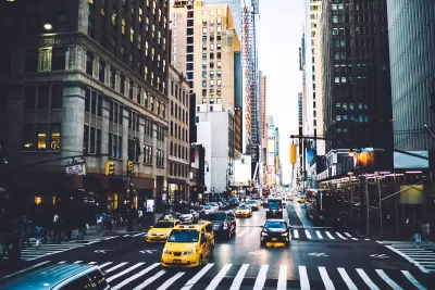 Traffic congestion on New York City street.