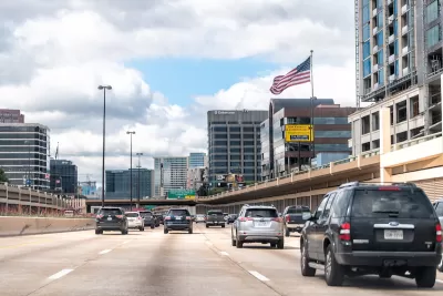 Traffic on a highway in Dallas, Texas.