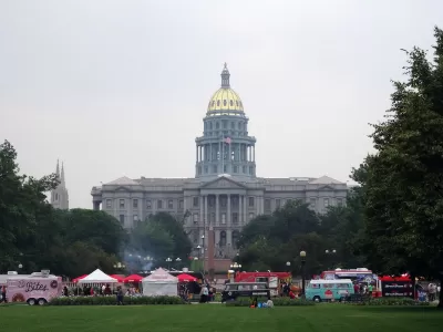 Food trucks in front of Colorado State Capitol.