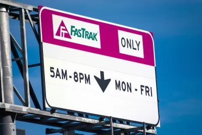 Close-up of Fastrak sign on California highway.