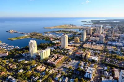 Aerial view of St. Petersburg, Florida on Gulf of Mexico coast