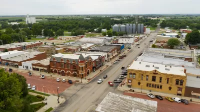 Aerial view of small town of Hiawatha, Kansas